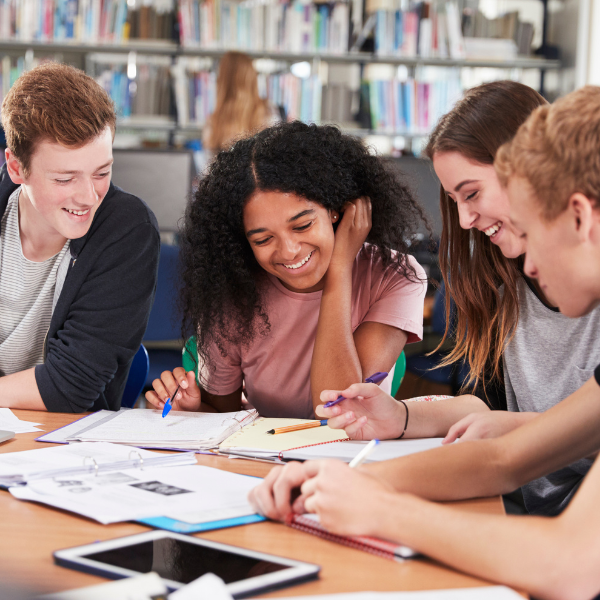 Students engaged in collaborative learning.